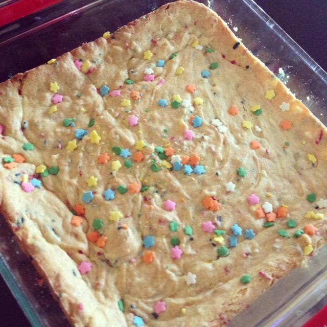 Delicious cake batter blondies - they were gone by last night...