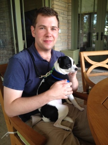 The hubs and Rocco loving our clean and amazing patio!